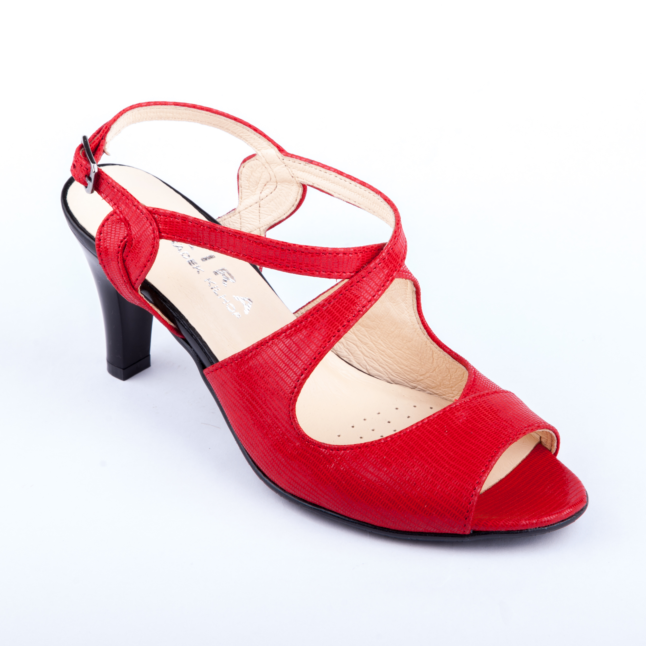 Červená letní bota na podpatku Kira 7100181