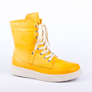 Žlutá zimní šněrovací bota